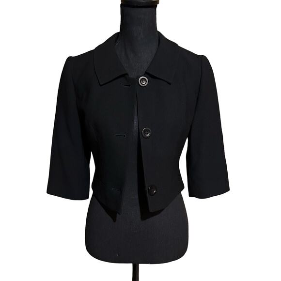 bebe Jackets & Blazers - Bebe Cropped Black Two Button Jacket Blazer Women's Size 4